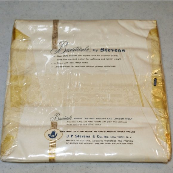 NWD Vtg Stevens Beauticale Cotton 200 Thread (2) Cream Pillow Cases 42 x 38.5 - Picture 2 of 9